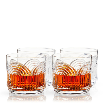 Viski Deco Beau Crystal Lowball Tumblers Set of 4
