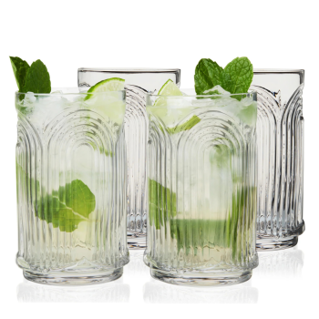 Viski Deco Beau Crystal Highball Tumblers Set of 4