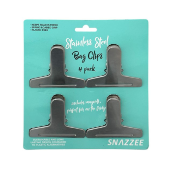 Snazzee Stainless Steel Bag Clips with Magnet Set of 4
