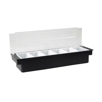 Condiment Dispenser 6 Compartment Black