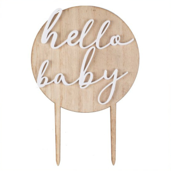 Ginger Ray Wood & Acrylic Cake Topper Hello Baby