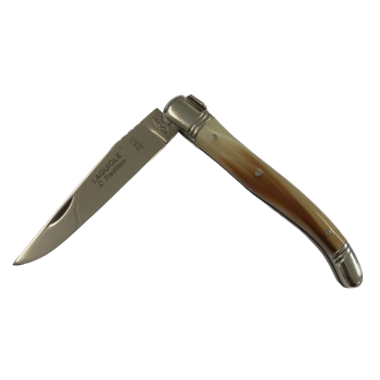 Laguiole Tradition Pocket Knife with Corkscrew 12cm Blonde Cow Horn