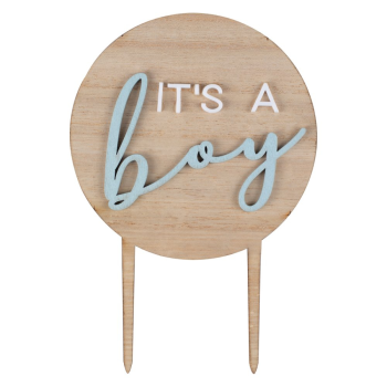 Ginger Ray Wood & Acrylic Cake Topper It's A Boy