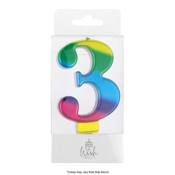Wish Metallic Rainbow Number Candle 3