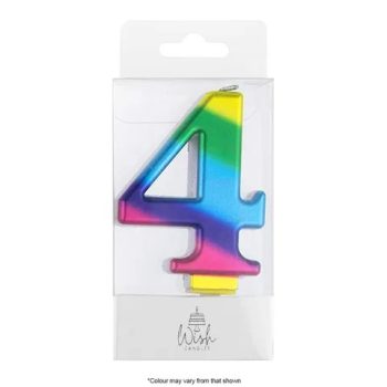 Wish Metallic Rainbow Number Candle 4