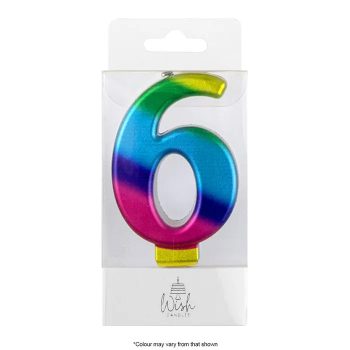 Wish Metallic Rainbow Number Candle 6