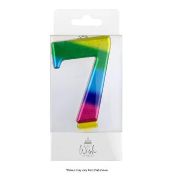 Wish Metallic Rainbow Number Candle 7