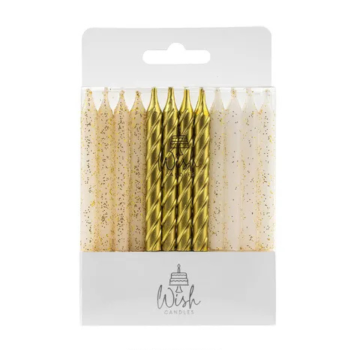 Wish Spiral Mix Candles Pack of 24 Gold