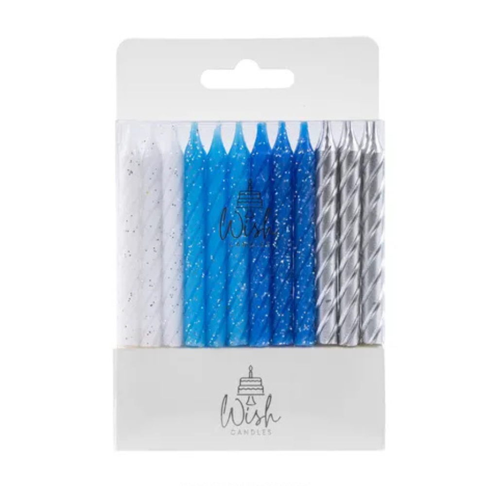 Wish blue spiral candles