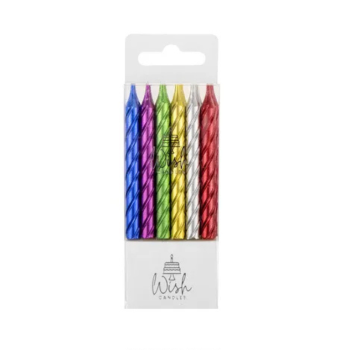 Wish Spiral Mix Candles Pack of 12 Metallic Rainbow