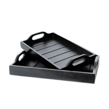 Bear & Fox Wooden Tray Set of 2 Black