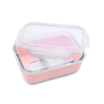 Melii Glass Bento Box with Silicone Sleeve Pink