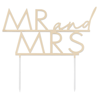 Ginger Ray Acrylic Cake Topper Gold Mr & Mrs