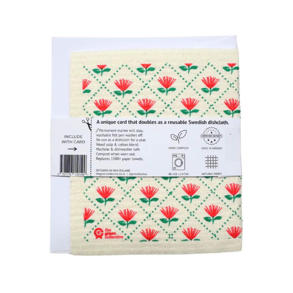 spruce dishcloth card pohututaka