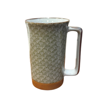 Seigaiha Olive Green Tall Mug 400ml