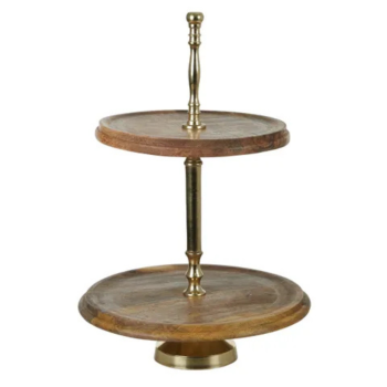 Assemble D'oro Wood/Metal 2-Tier Stand