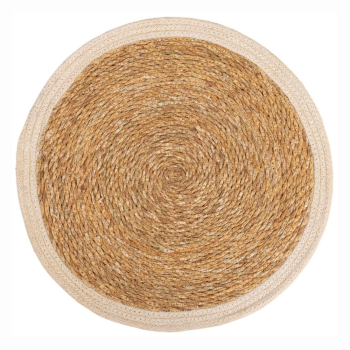 Linens & More Jute Round Placemat with White Border 37cm