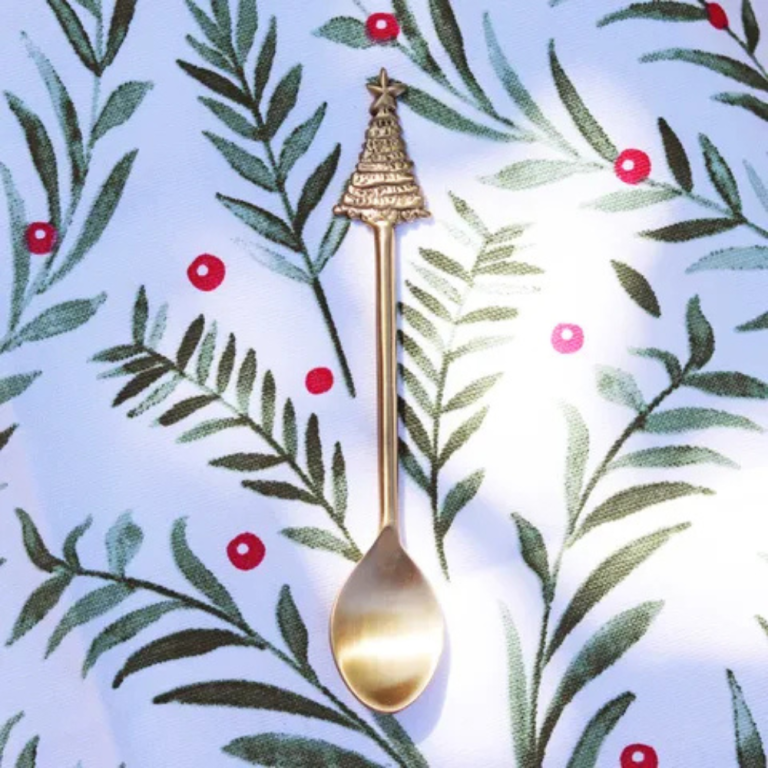 White Daisy teaspoon, brushed gold (2)