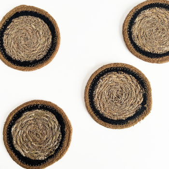 Linens & More Seagrass/Jute Coaster Cumin Set of 4