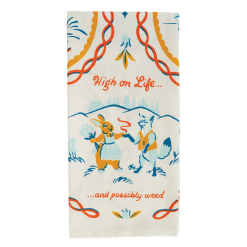Blue Q Novelty Tea Towel 'High On Life... and Possibly Weed'