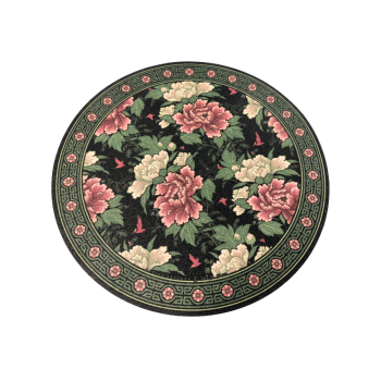 Beija Flor Blush Green Round Vinyl Placemat 38cm