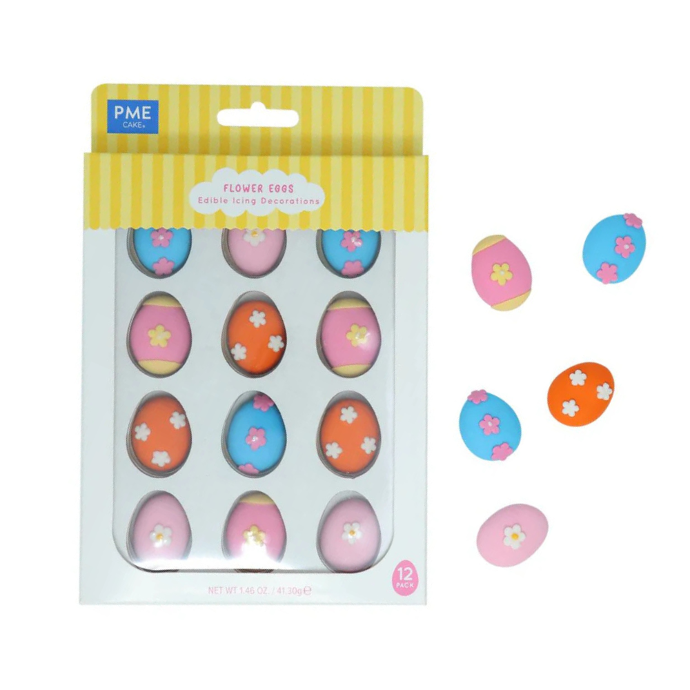 Edible Sugar Decorations Flower Eggs Set of 12 (2)
