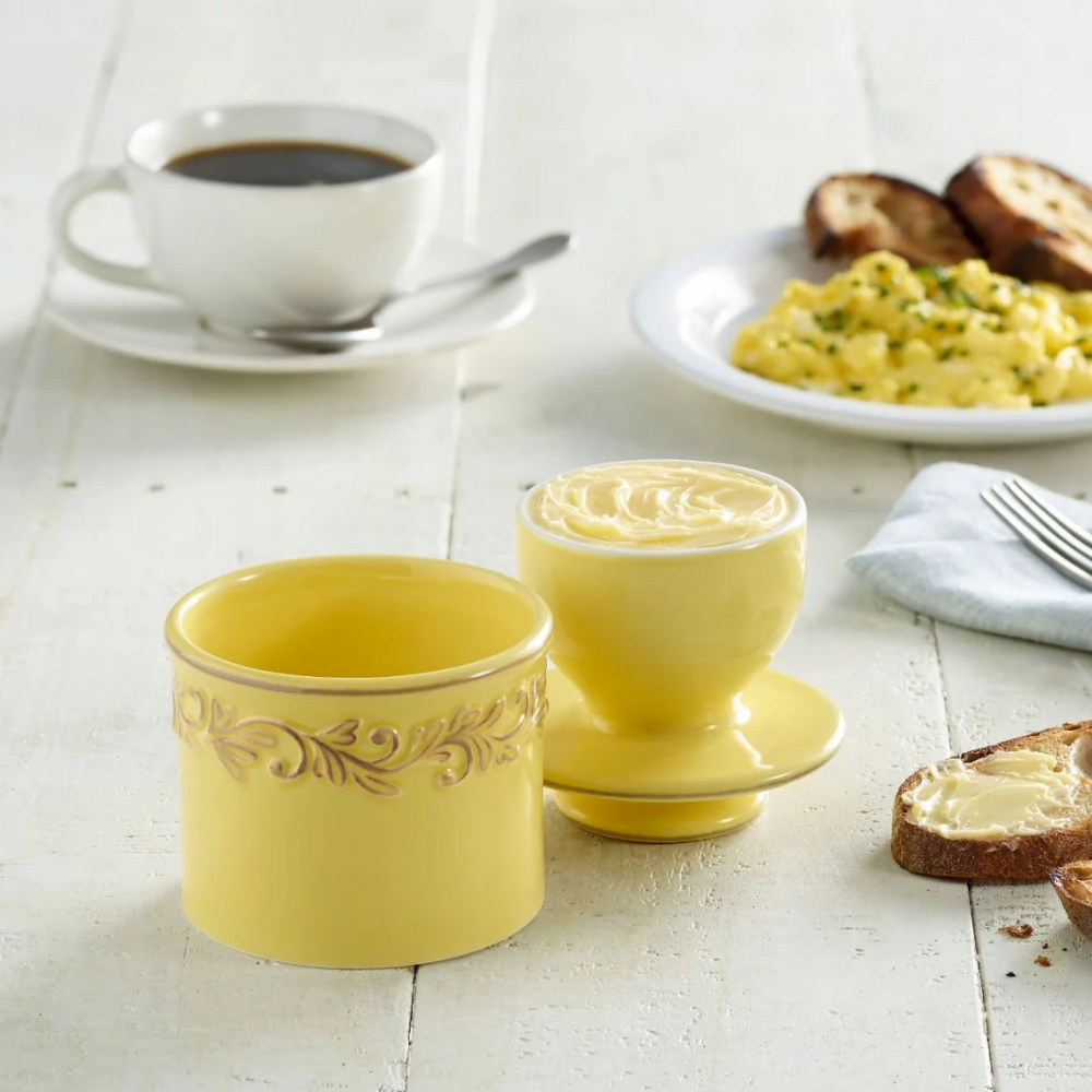 Goldenrod Antique Butter Bell Crock (1)