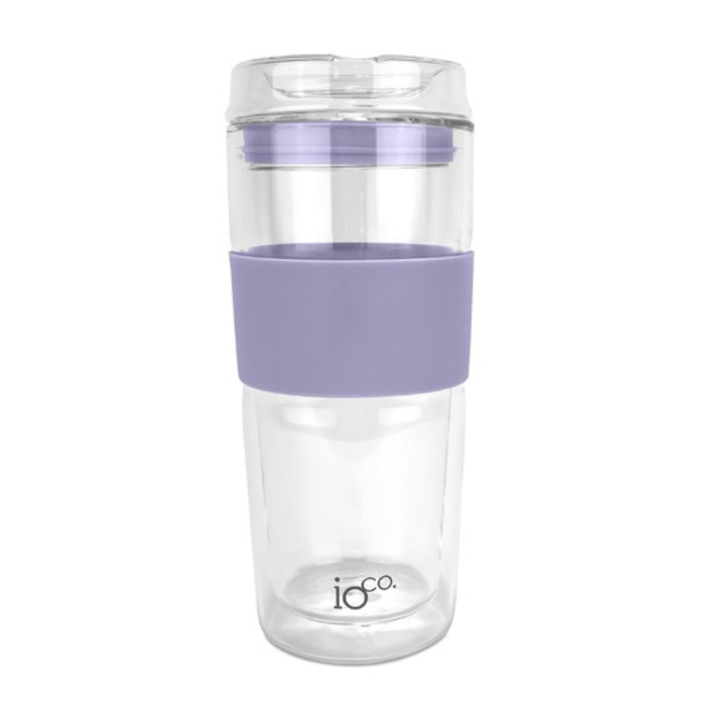 IOco 16oz Glass Tea and Coffee Travel Cup Lavender