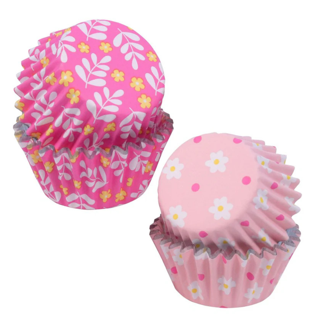 Mini Foil-lined Cupcake Cases Flowers 60pk (1)