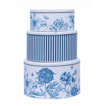 Sanderson Etchings & Roses Round Cake Tin Set of 3