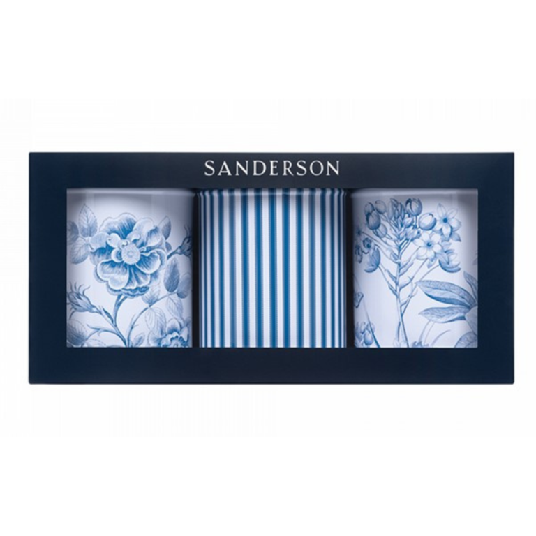 Sanderson Etchings and Roses Set of 3 Round Caddies