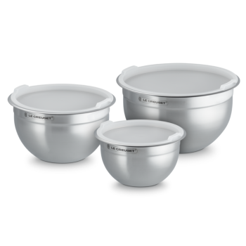 Le Creuset Stainless Steel Mixing Bowls with Lids Set of 3