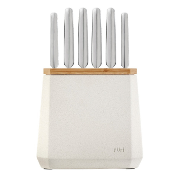 Füri Stone Flint Snow Terrazzo 7 Piece Knife Block