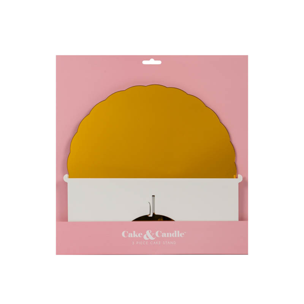 CAKE & CANDLE Plateau Gateau 3-Piece Cake Stand Gold White(1)