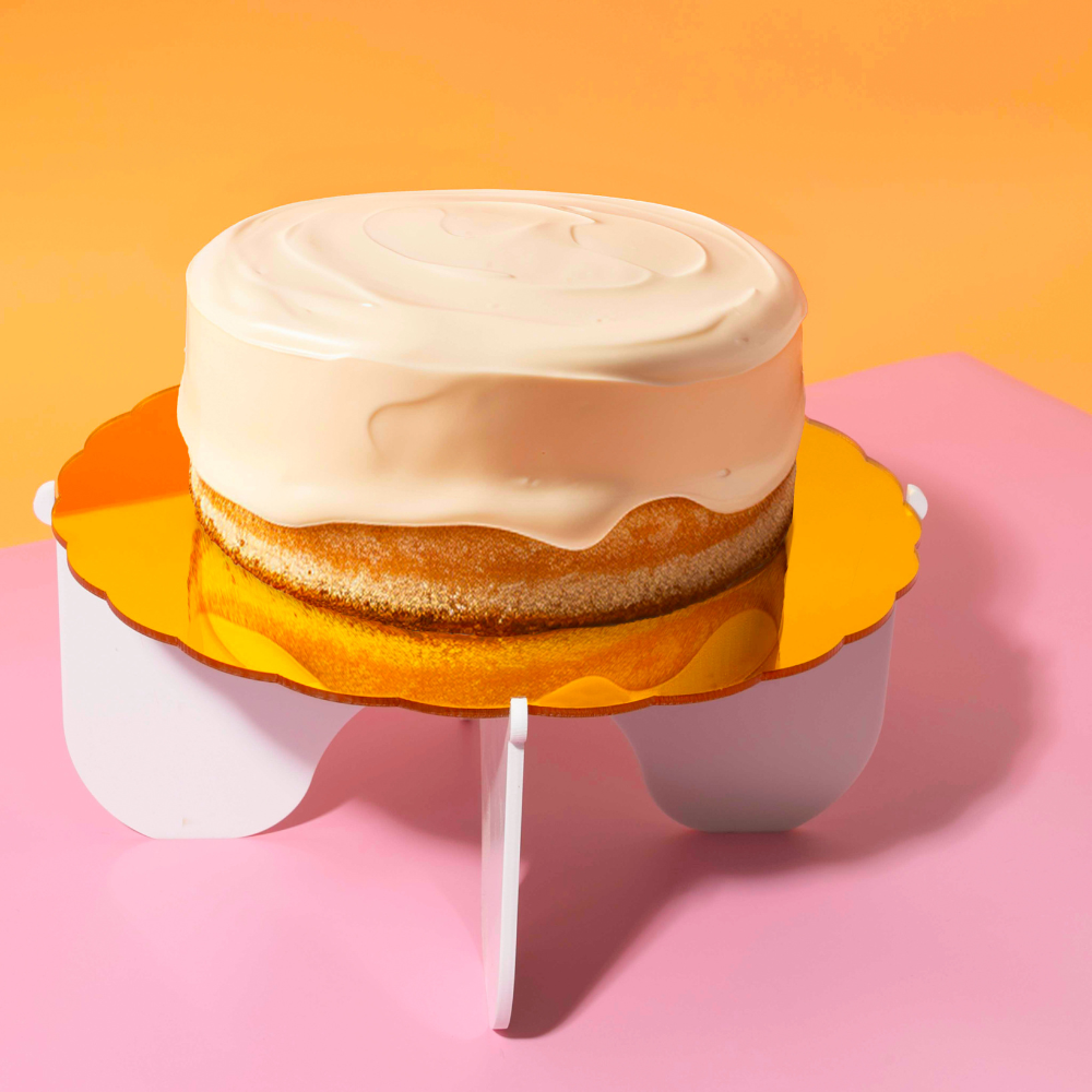 CAKE & CANDLE Plateau Gateau 3-Piece Cake Stand Gold White(3)