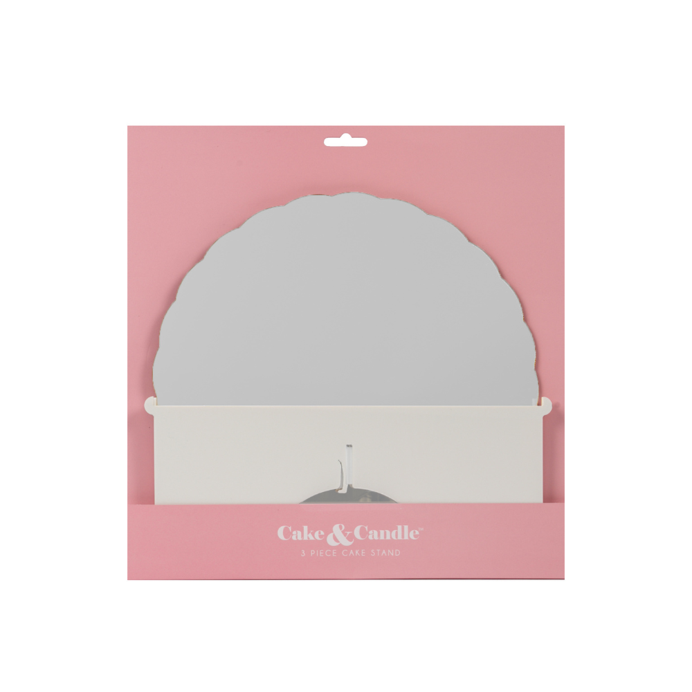 CAKE & CANDLE Plateau Gateau 3-Piece Cake Stand SilverWhite