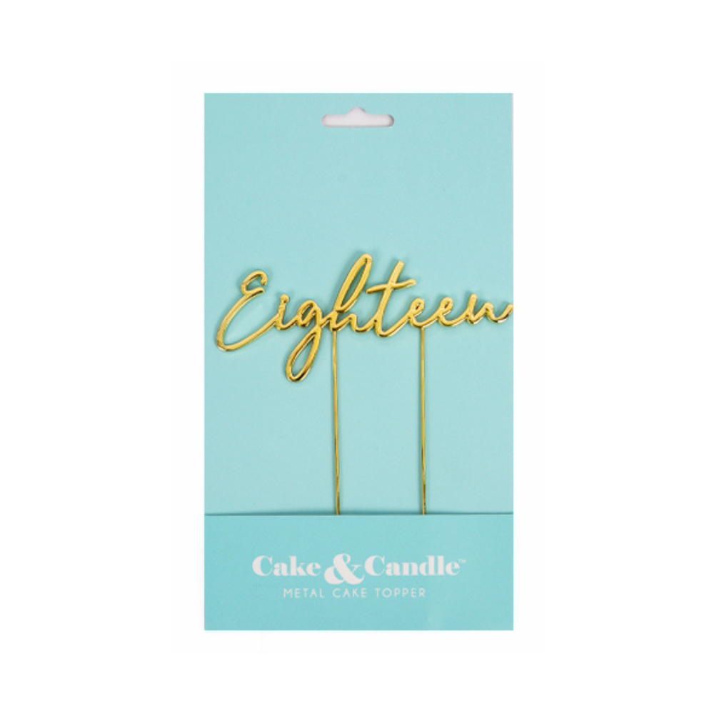 Cake & Candle Gold Metal Cake Topper Eighteen(2)
