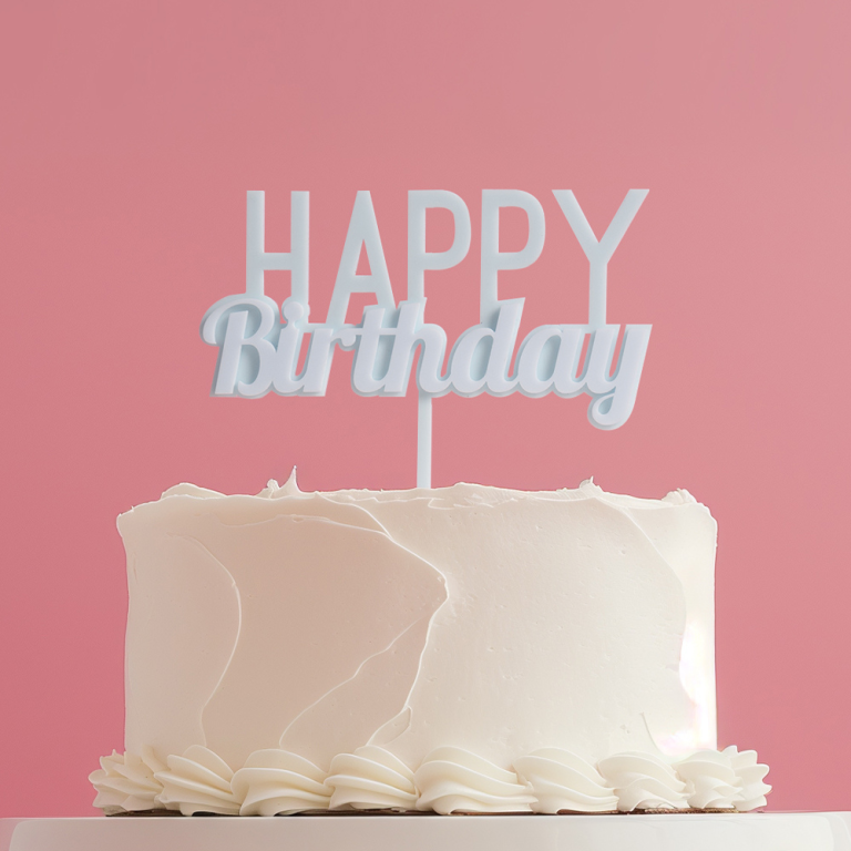 Cake & Candle Milkshake Happy Birthday Cake Topper Bubblegum