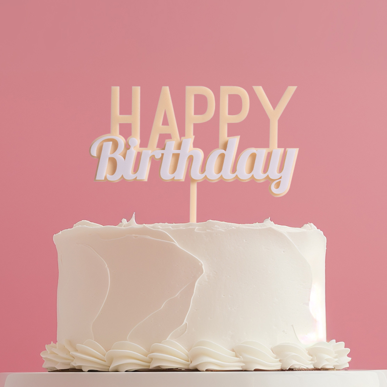 Cake & Candle Milkshake Happy Birthday Cake Topper Caramel(2)