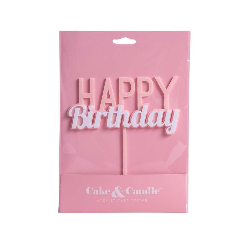 Cake & Candle Milkshake Happy Birthday Cake Topper Strawberry
