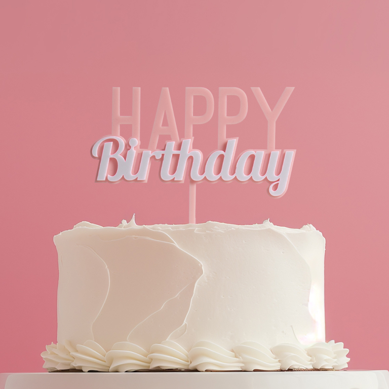 Cake & Candle Milkshake Happy Birthday Cake Topper Strawberry(1)