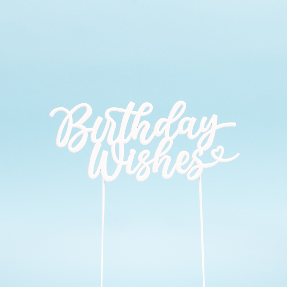 Cake & Candle Pearl White Metal Birthday Wishes Cake Topper(1)