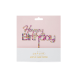 Cake & Candle Rainbow Glitter Cake Topper Happy Birthday