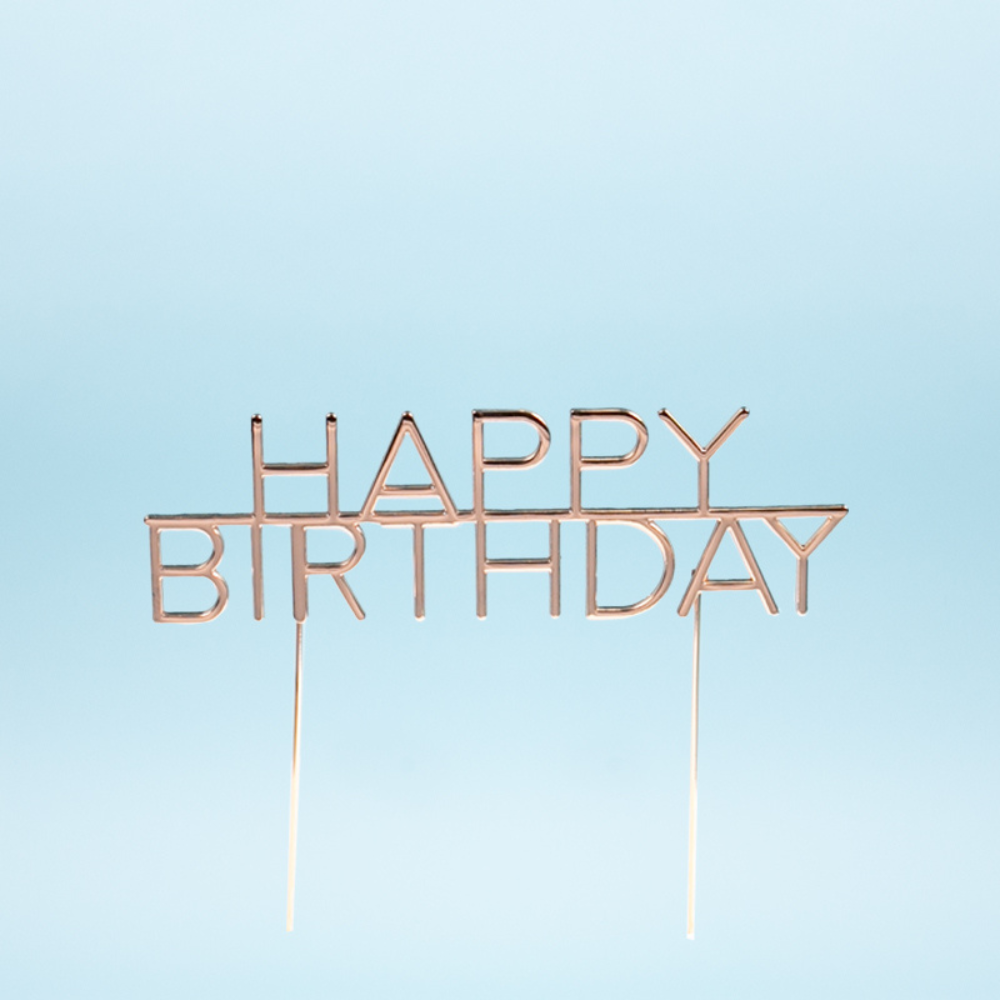 Cake & Candle Rose Gold-Plated Happy Birthday Cake Topper(1)