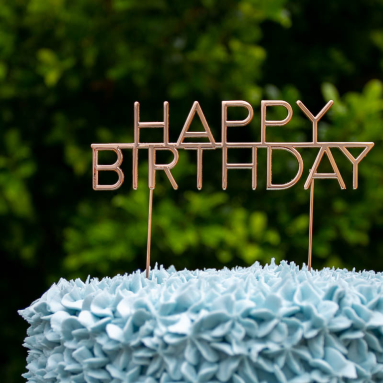 Cake & Candle Rose Gold-Plated Happy Birthday Cake Topper(3)
