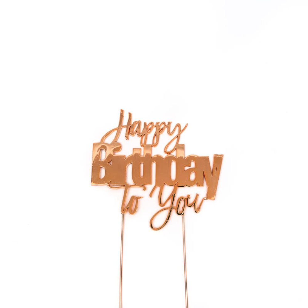 Cake & Candle Rose Gold-Plated Happy Birthday To You Cake Topper(1)