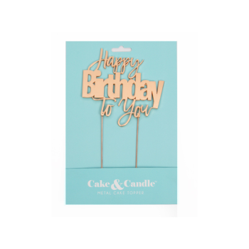 Cake & Candle Rose Gold-Plated Happy Birthday To You Cake Topper(2)