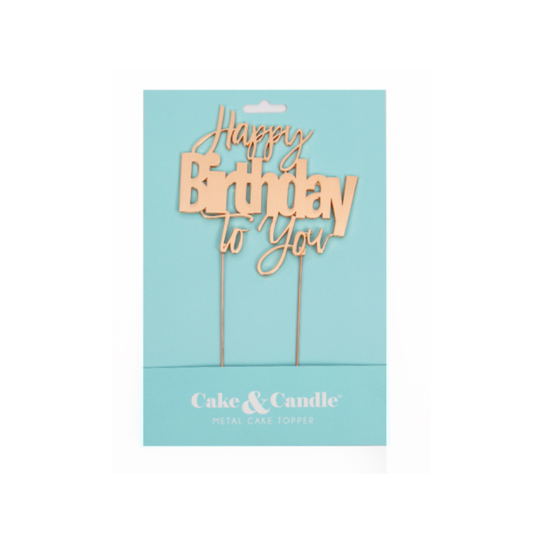 Cake & Candle Rose Gold-Plated Happy Birthday To You Cake Topper(2)