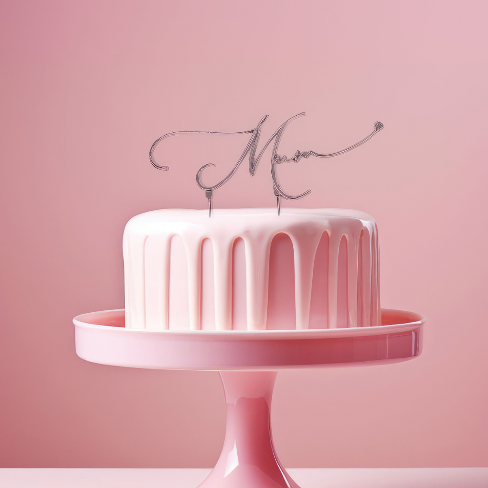 Cake & Candle Silver-Plated Mum Cake Topper(1)