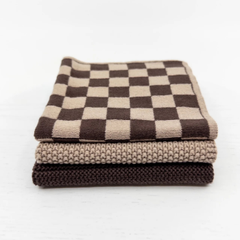 Ecovask Mixed Cloths 3 Pack Choc Hummus Chequer
